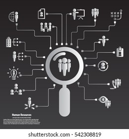Human resource - conceptual background with human resource related icon set.
