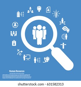 Human resource - conceptual background with human resource related icon set.