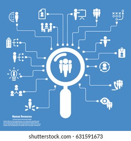 Human resource - conceptual background with human resource related icon set.