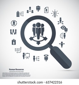 Human resource - conceptual background with human resource related icon set.