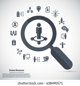 Human resource - conceptual background with human resource related icon set.