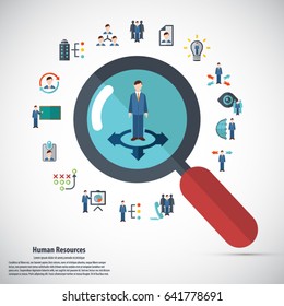 Human resource - conceptual background with human resource related icon set.