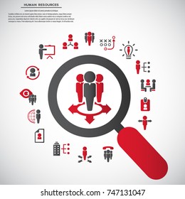 Human resource - conceptual background with human resource related icon set. 