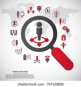 Human resource - conceptual background with human resource related icon set. 