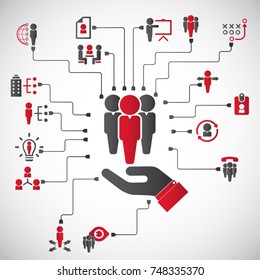 Human resource - conceptual background with human resource related icon set.