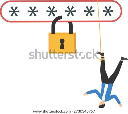 Human Resource and Cyber Vulnerability Concept with Professional Hanging from Password Bar
