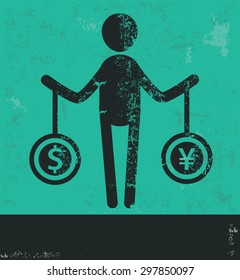 Human resource design on green background,grunge vector