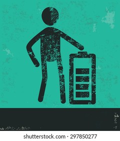 Human resource design on green background,grunge vector