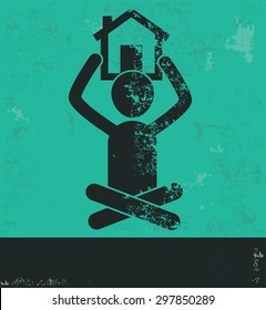 Human resource design on green background,grunge vector