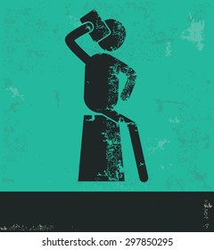 Human resource design on green background,grunge vector