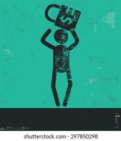 Human resource design on green background,grunge vector