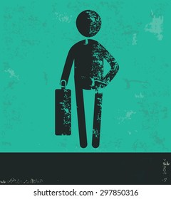 Human resource design on green background,grunge vector