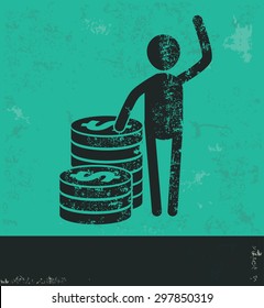 Human resource design on green background,grunge vector