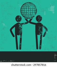 Human resource design on green background,grunge vector