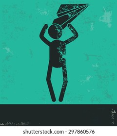 Human resource design on green background,grunge vector