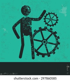 Human resource design on green background,grunge vector