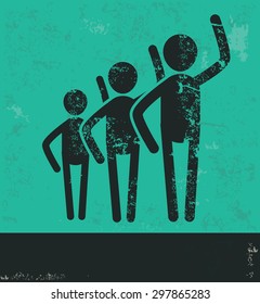 Human resource design on green background,grunge vector