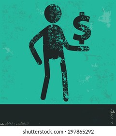 Human resource design on green background,grunge vector