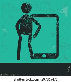Human resource design on green background,grunge vector