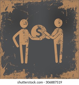 Human resource design on old paper background,vector