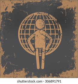 Human resource design on old paper background,vector