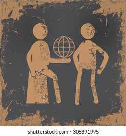 Human resource design on old paper background,vector