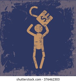 Human resource design on old paper background,vector