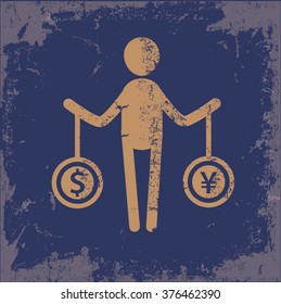 Human resource design on old paper background,vector