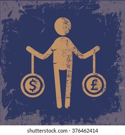 Human resource design on old paper background,vector
