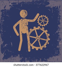 Human resource design on old paper background,vector