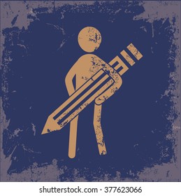 Human resource design on old paper background,vector