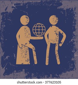 Human resource design on old paper background,vector