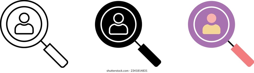 Human resource different style icon set. Line, glyph and filled outline colorful version․ Vector ilustration