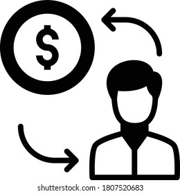 Human resource Exchange with Money Concept Vector Glyph Icon Design, Trade and barter Symbol on White background