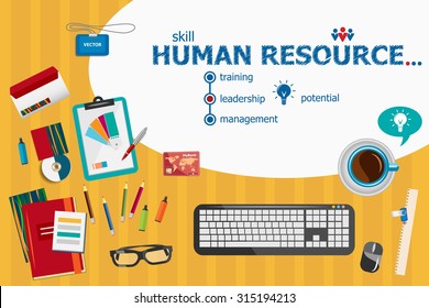 Human resource and flat design illustration concepts for business analysis, planning, consulting, team work, project management. Human resource concepts for web banner and printed materials.