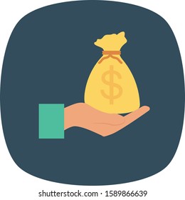 Human Resource flat icons for dollar  & bag 