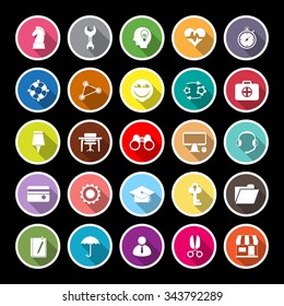 Human resource flat icons with long shadow, stock vector