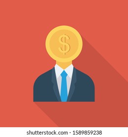 Human Resource flat icons for manager  & dollar 