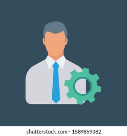 Human Resource flat icons for setting  & gear 
