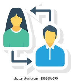 Human Resource flat icons for transfer  & exchange 