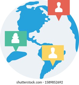 Human Resource flat icons for world & network