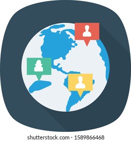 Human Resource flat icons for world & network
