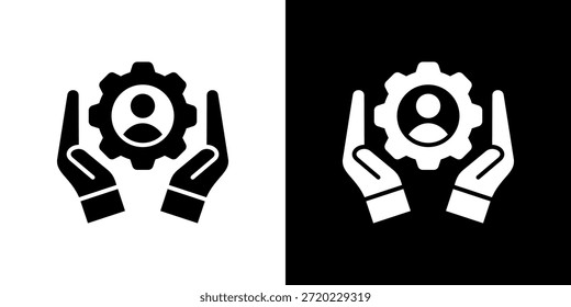 Icono de recursos humanos relleno en blanco y negro.