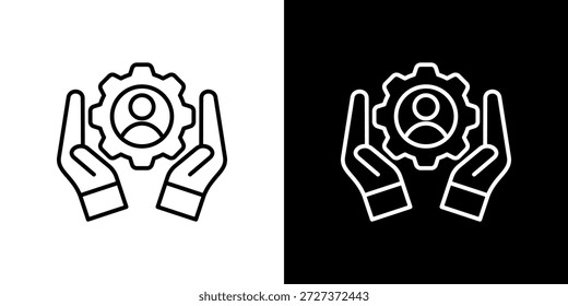 Icono de recursos humanos contorno en blanco y negro.