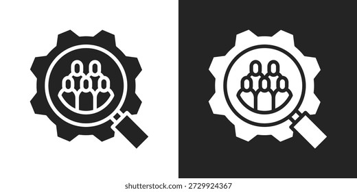 Icono de recursos humanos en estilo de glifo blanco y negro