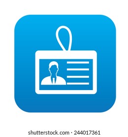 Human resource icon on blue button, clean vector