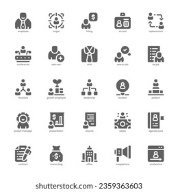 Human Resource icon pack for your website, mobile, presentation, and logo design. Human Resource icon solid design. Vector graphics illustration and editable stroke.