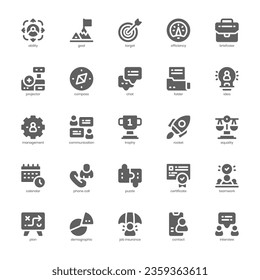 Human Resource icon pack for your website, mobile, presentation, and logo design. Human Resource icon solid design. Vector graphics illustration and editable stroke.