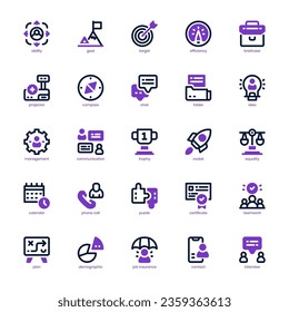 Human Resource icon pack for your website, mobile, presentation, and logo design. Human Resource icon dual tone design. Vector graphics illustration and editable stroke.