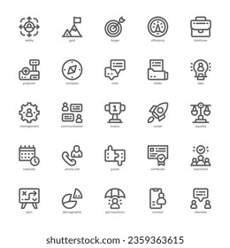 Human Resource icon pack for your website, mobile, presentation, and logo design. Human Resource icon outline design. Vector graphics illustration and editable stroke.
